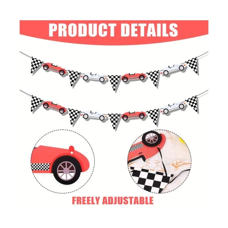 Race Car Bunting β 2-Piece Set 1 Race Car Bunting Prestrung Race Car Party Decorations