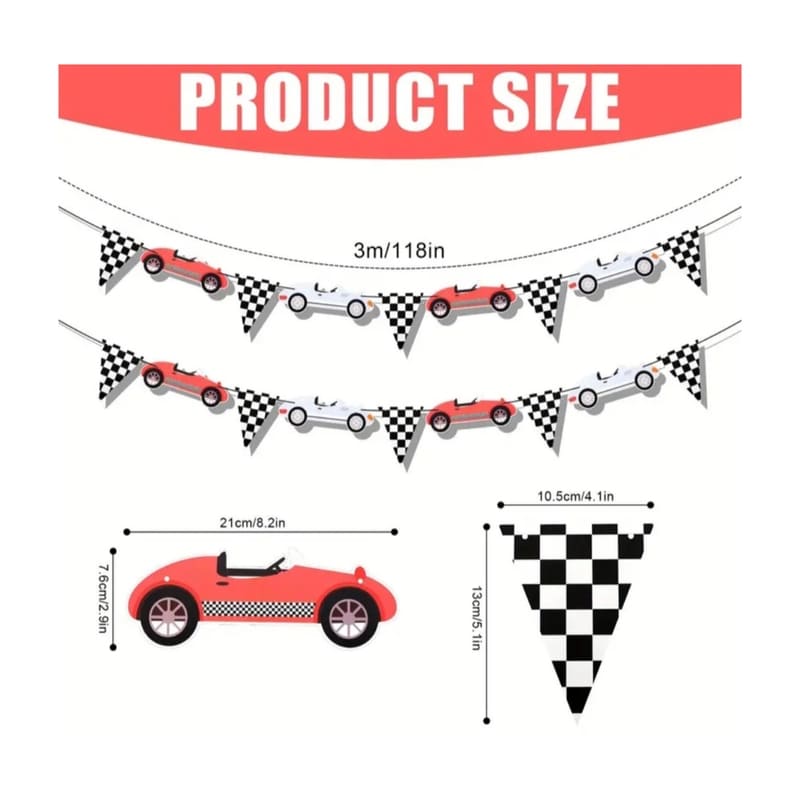 Race Car Bunting β 2-Piece Set 2 Race Car Bunting Product Size