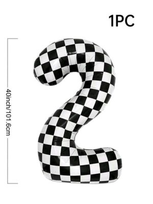 Race Car Checkered Number Two Foil Balloon