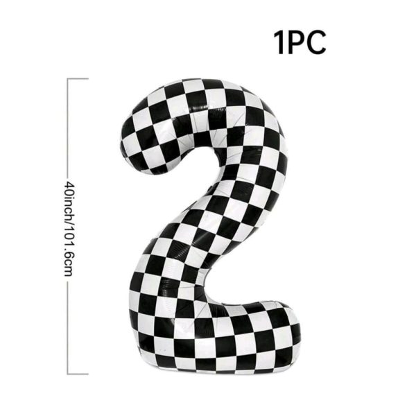 Race Car Checkered Number Two Foil Balloon
