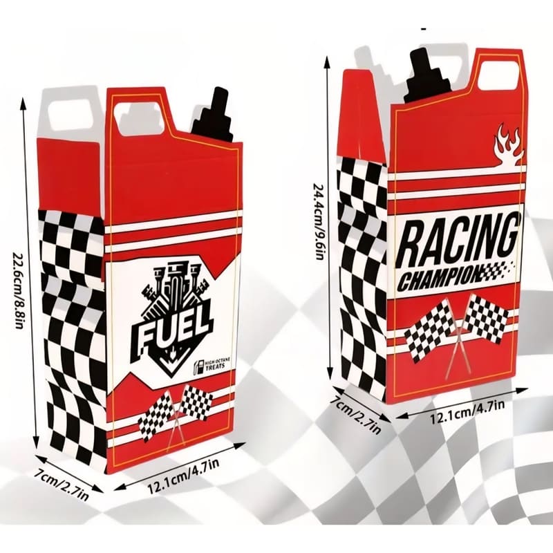 Race Car Party Favor Boxes-Fuel Can Design-6 Piece 2 Race Car Party Favor Boxes Fuel Can Design Dimenisons