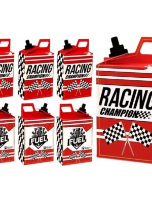 Race Car Party Favor Boxes Fuel Can Design Red