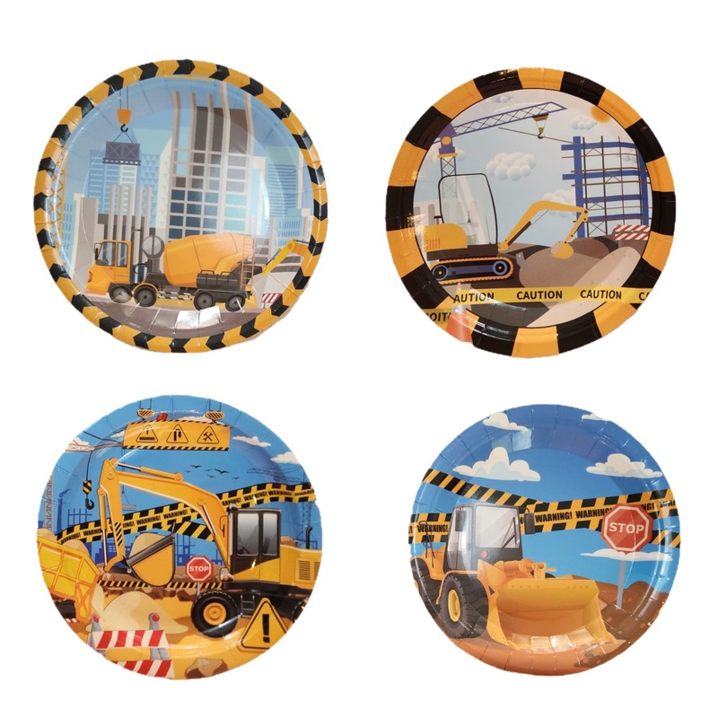 Construction Party Paper Plates Small-8 Piece 1 Construction Paper Plates Small 8 Piece Assorted Designs