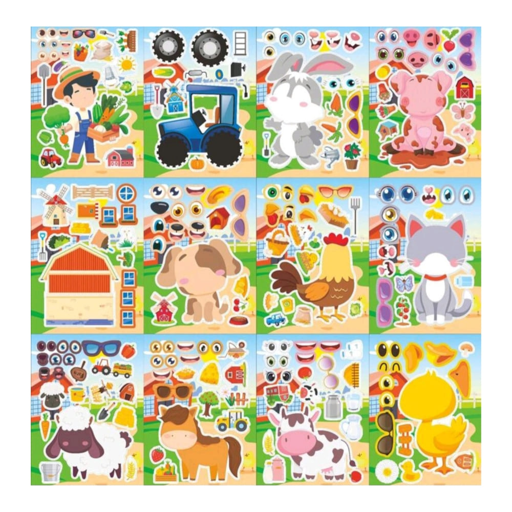 Farm Animal Party Favors Activity Sheet Stickers-12 Sheets 1 Farm Animal Party Favors Activity Stickers