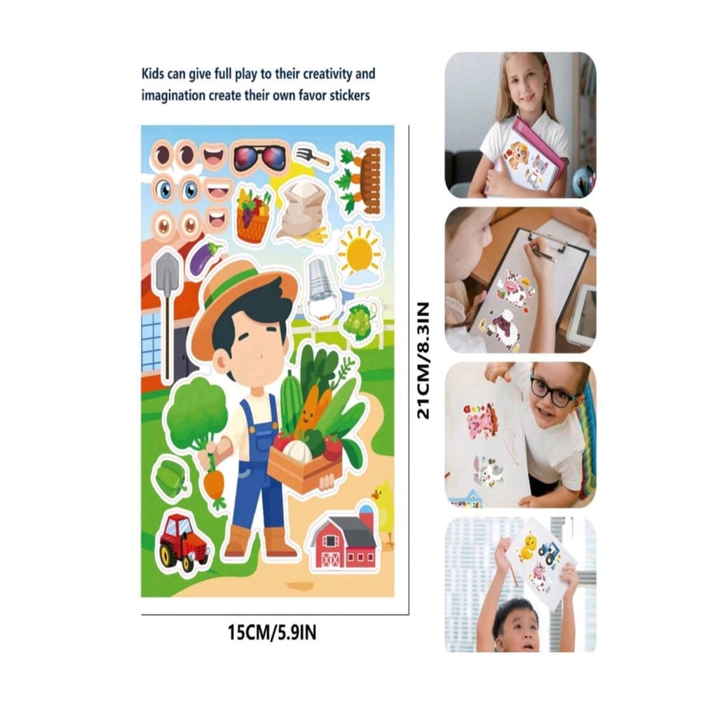 Farm Animal Party Favors Activity Sheet Stickers-12 Sheets 2 Farm Animal Party Favors Stickers Dimmension