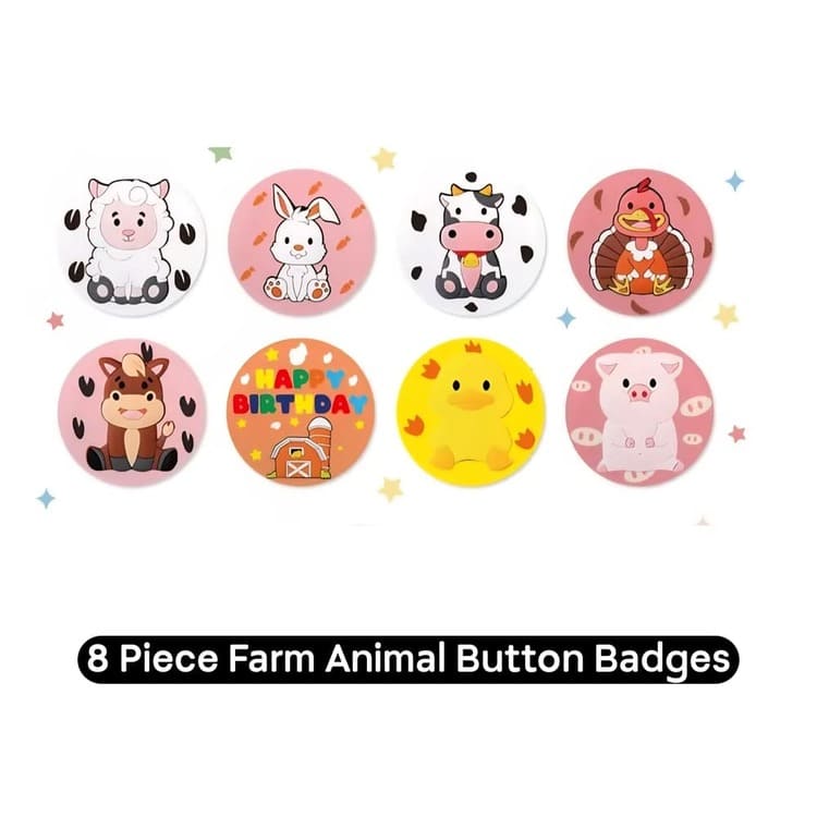 Farm Animal Party Favors Button Badges-8 Piece 1 Farm Animals Party Favors Button Badges 8 Piece