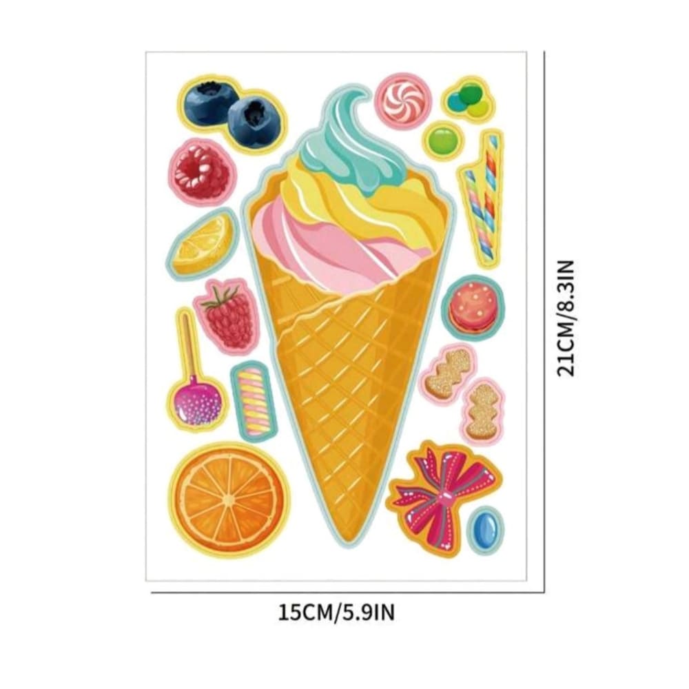 Ice Cream Party Favors Activity Sheet Stickers-8 Sheets 2 Ice Cream Activity Sticker Sheet Dimensions