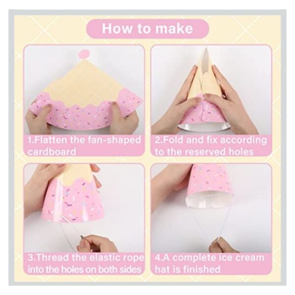 Ice Cream Paper Party Hats Assembly Method