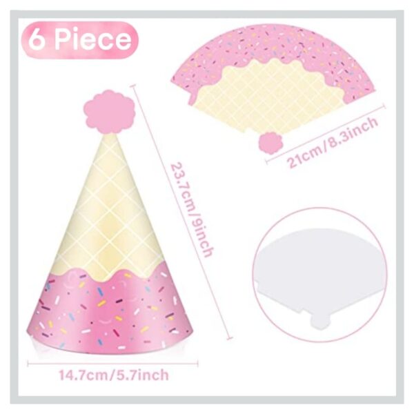 Ice Cream Paper Party Hats Dimensions