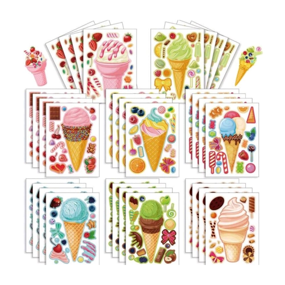 Ice Cream Party Favors Activity Sheet Stickers-8 Sheets 1 Ice Cream Party Favor Activity Sheets