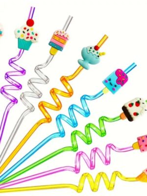 Ice Cream Party Favors Plastic Swirley Straws
