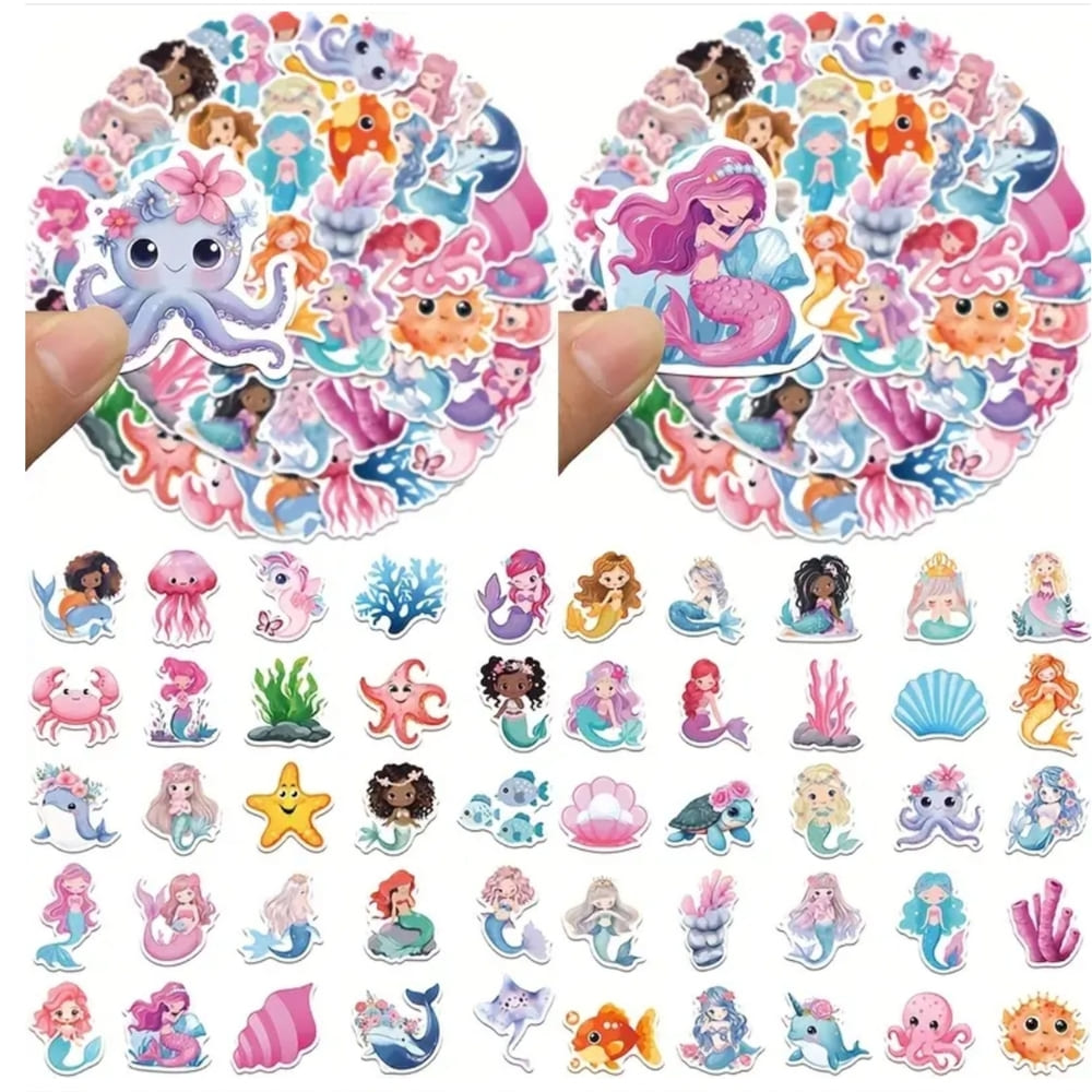 Mermaid Party Favors Assorted Stickers – 50 Piece 1 Mermaid Party Favors Assorted Stickers