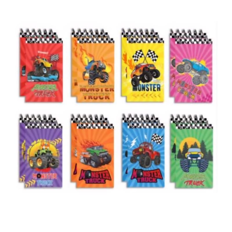 Monster Truck Party Favors Mini Note Books-8 Piece 1 Monster Truck Party Favors Mini Notebooks