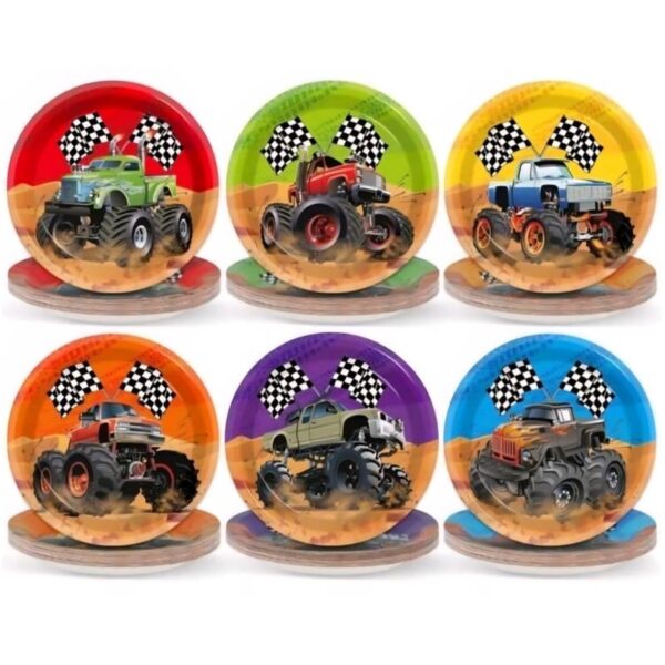 Monster Truck Party Paper Plates Assorted Designs