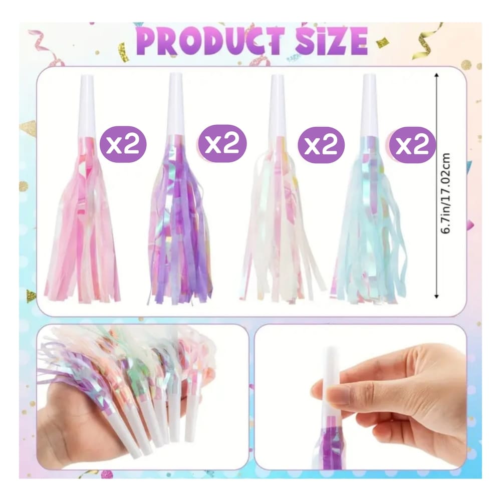 Iridescent Fringe Party Blowers-8 Piece 2 Party Blowers Party Favors