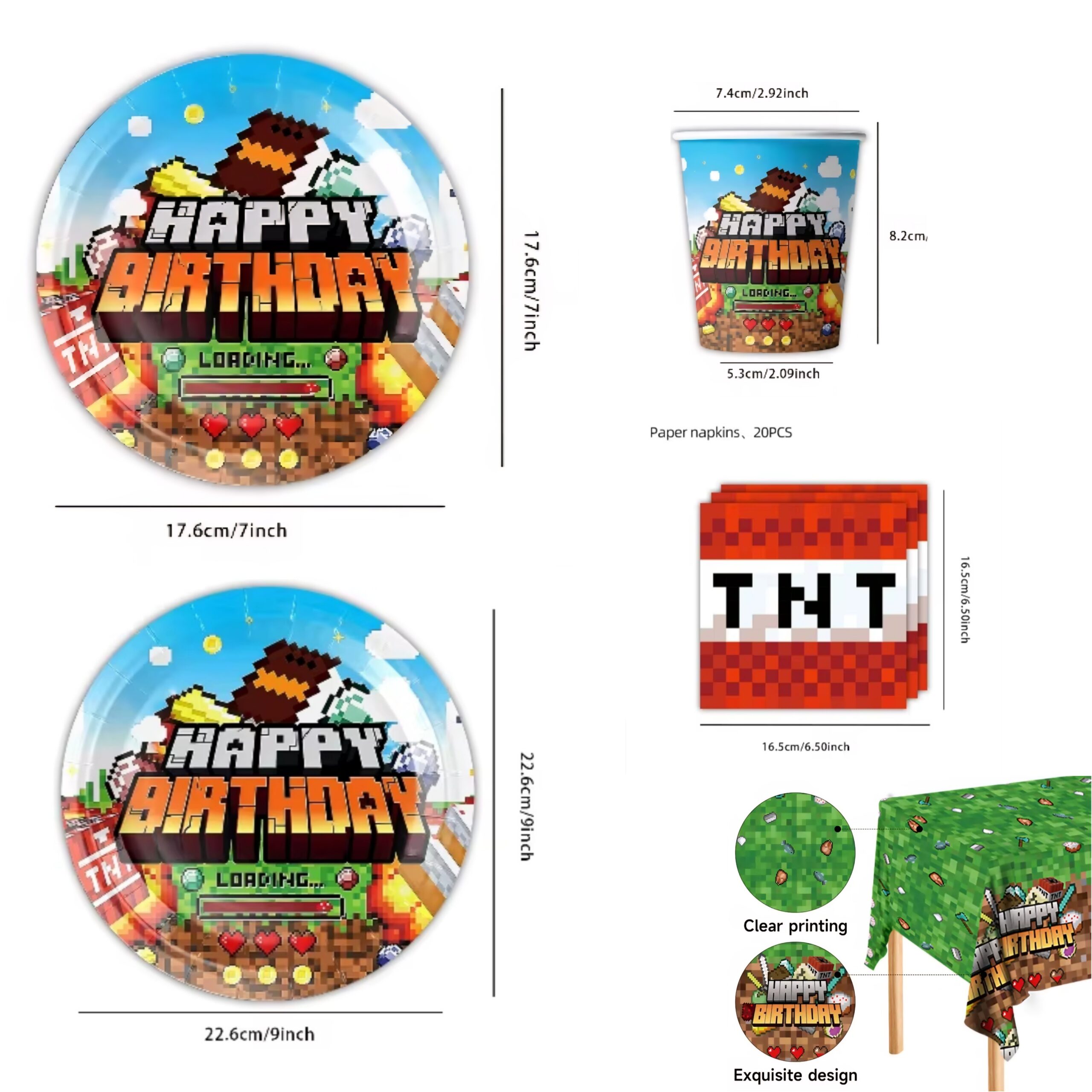 Pixel Party Tableware Set – Serves 10 Guests 1 Pixel Party Tableware Set 10 Guests