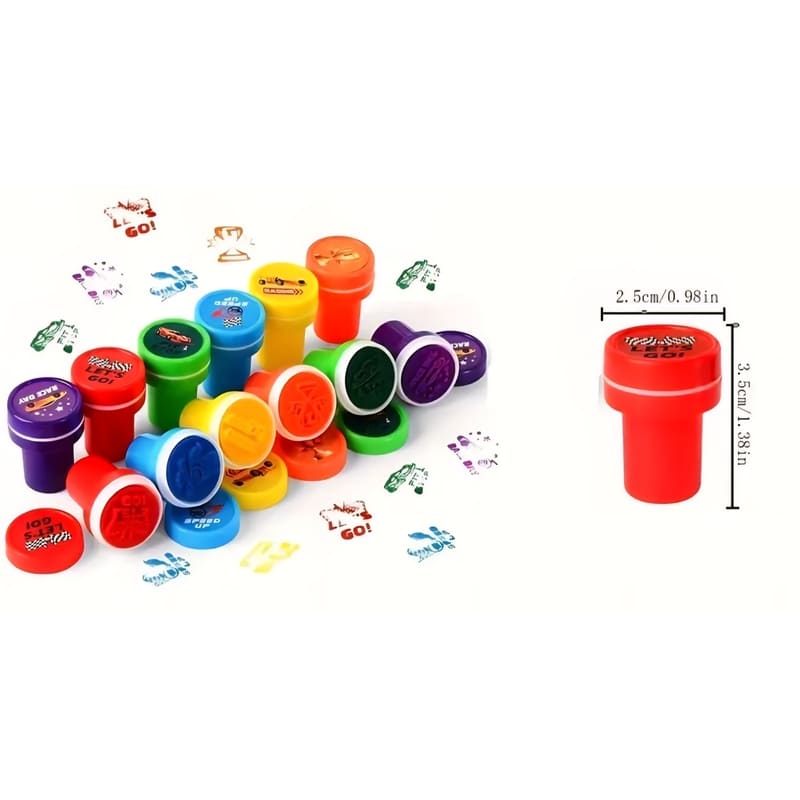 Race Car Party Favor Ink Stamps-6 Piece 1 Race Car Party Favors Ink Stamps Assorted Colours 6 Piece