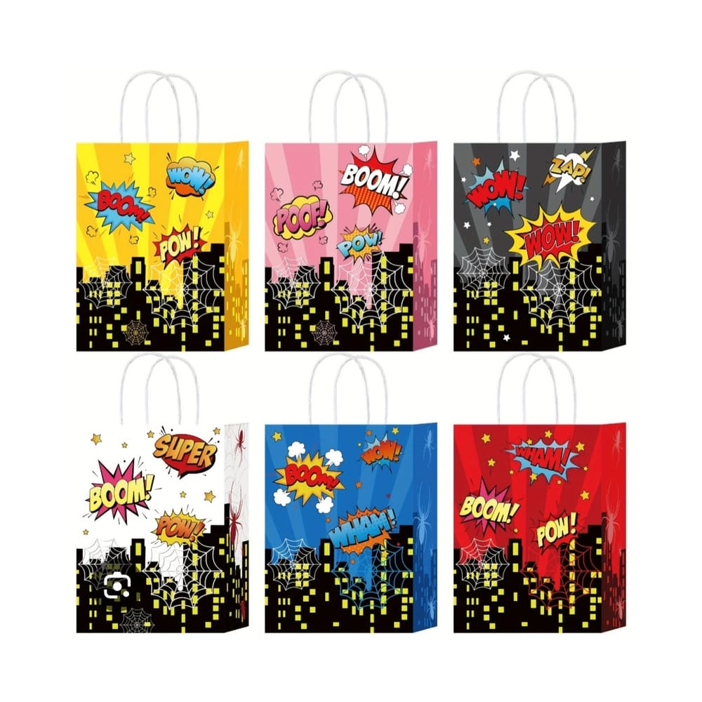 Superhero Party Favor Bags with Handle-Design B 12 Piece 1 Superhero Party Favor Bags With Handle Assorted Designs