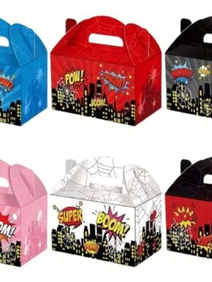 Superhero Party Favor Boxes Assorted Designs Six Piece