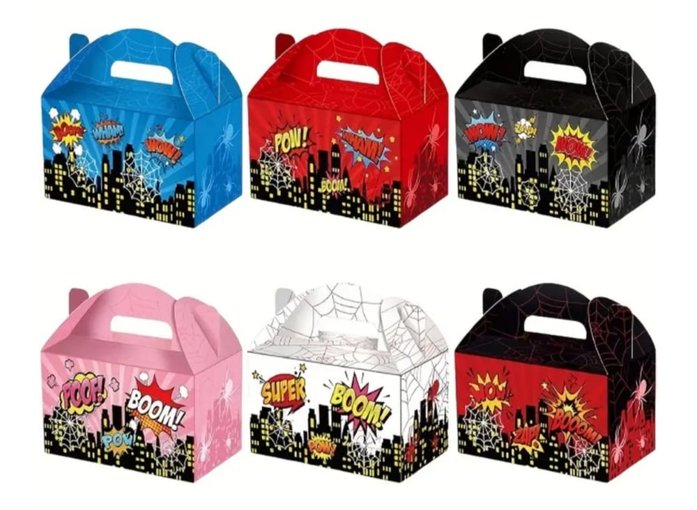 Superhero Party Favor Boxes-6 Piece 1 Superhero Party Favor Boxes Assorted Designs Six Piece