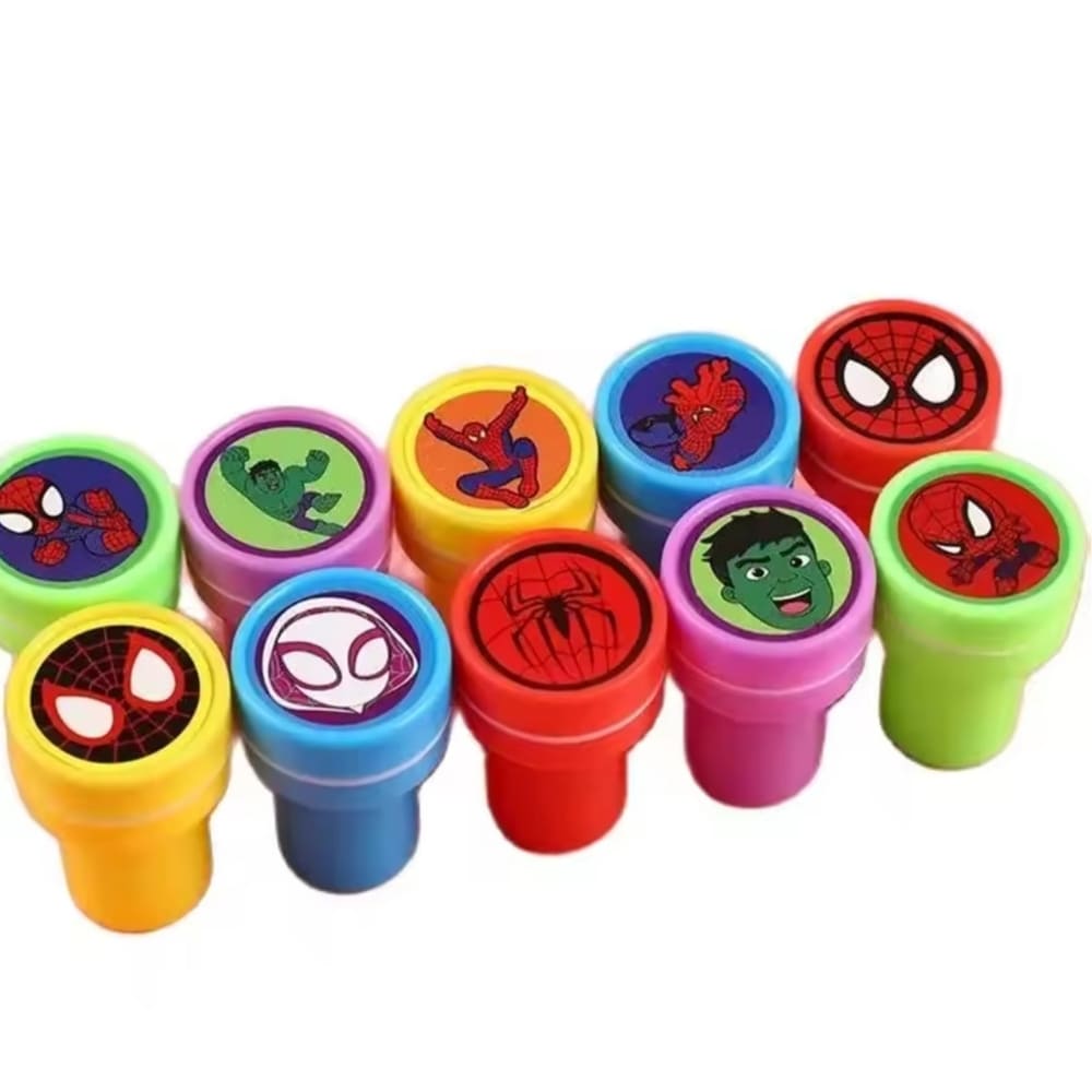 Superhero Themed Party Favors Ink Stamps-6 Piece 1 Superhero Themed Party Favors Ink Stamps Assorted Design Six Piece