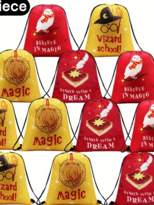 Wizard Themed Party Favor Drawstring Bags 8 Piece