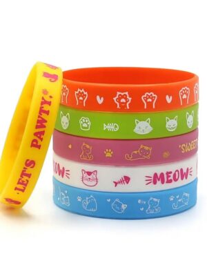 Cat Party Favors Silicone Wristbands 6 Piece