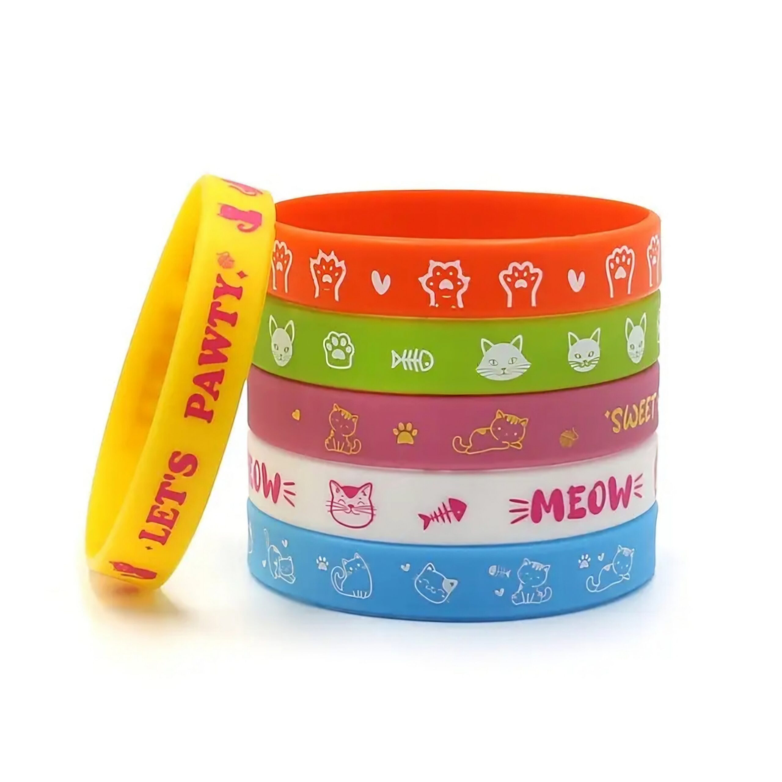 Cat Party Favors Silicone Wristbands-6 Piece 1 Cat Party Favors Silicone Wristbands 6 Piece