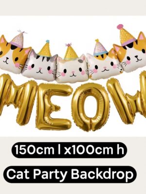 Cat Party Photo Backdrop Meow Design