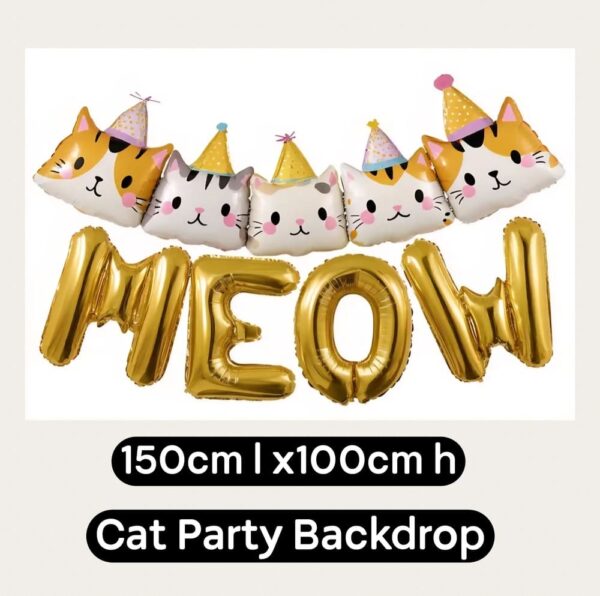 Cat Party Photo Backdrop Meow Design