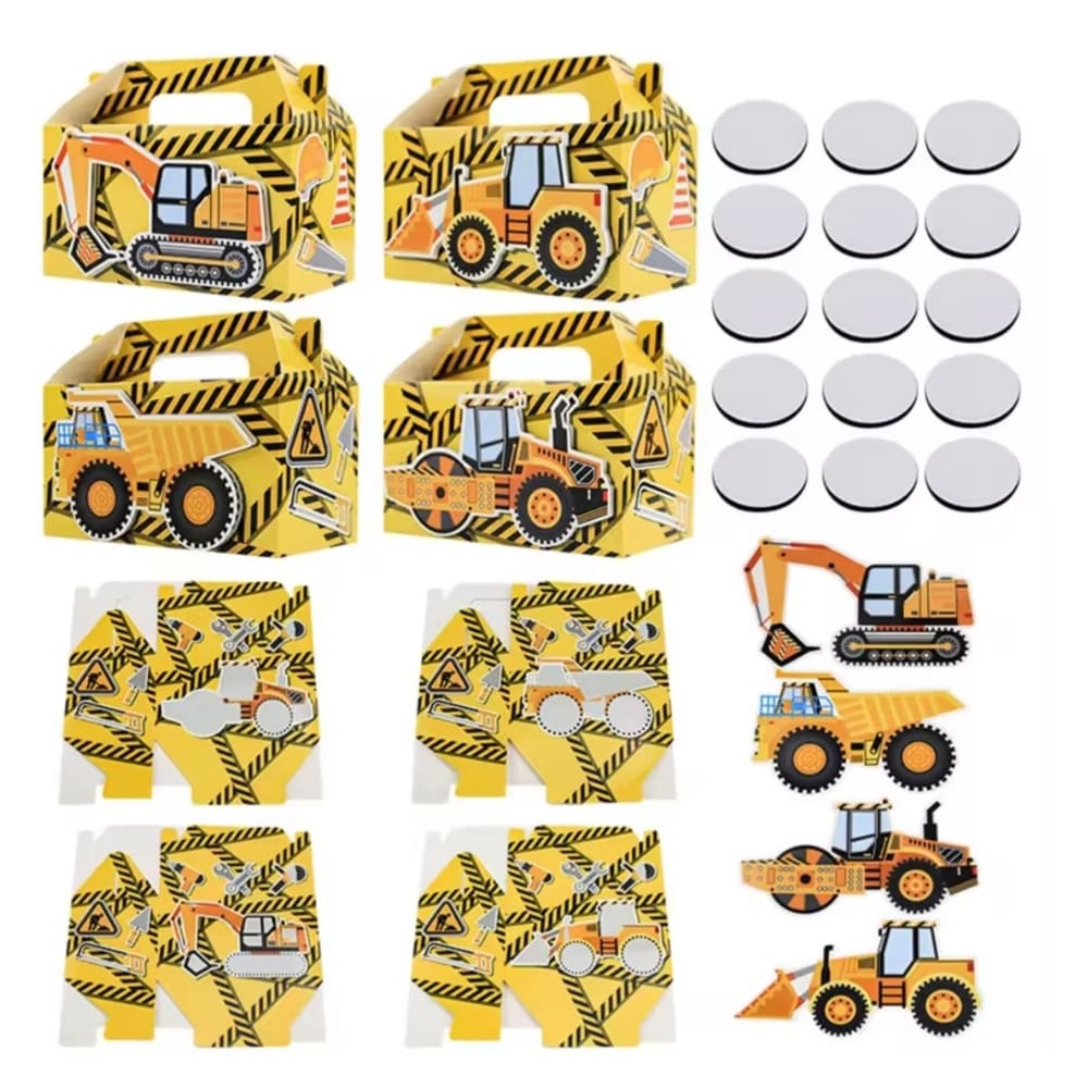 Construction Party Favor Boxes – 12 Piece (4 Designs) 1 Construction Party Favor Boxes