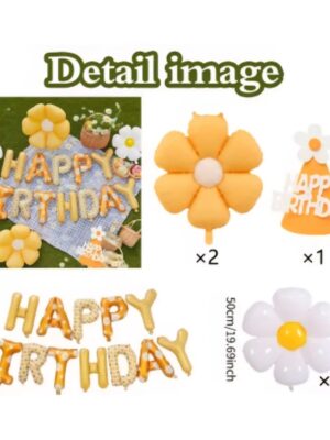 Daisy Party Decoration Set Daisy Shaped Balloons Happy Birthday Balloon Banner Party Hat