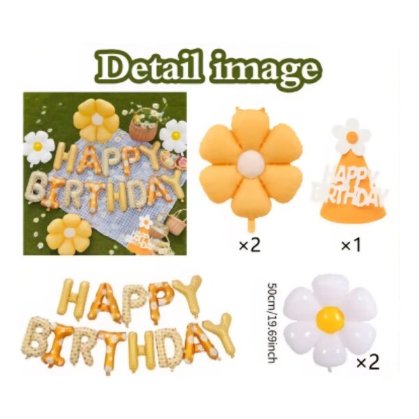 Daisy Party Decoration Set Daisy Shaped Balloons Happy Birthday Balloon Banner Party Hat