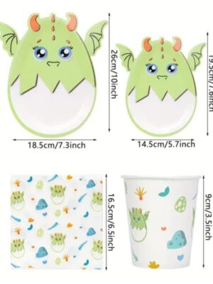 Dinosaur Tableware Paper Plates, Paper Napkins, Paper Cups