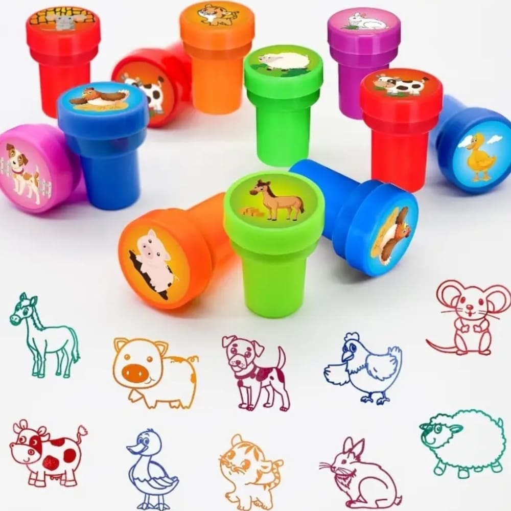 Farm Animal Party Favors Ink Stamps-6 Piece Assorted Designs 2 Farm Animal Party Favors Assorted Ink Stamps