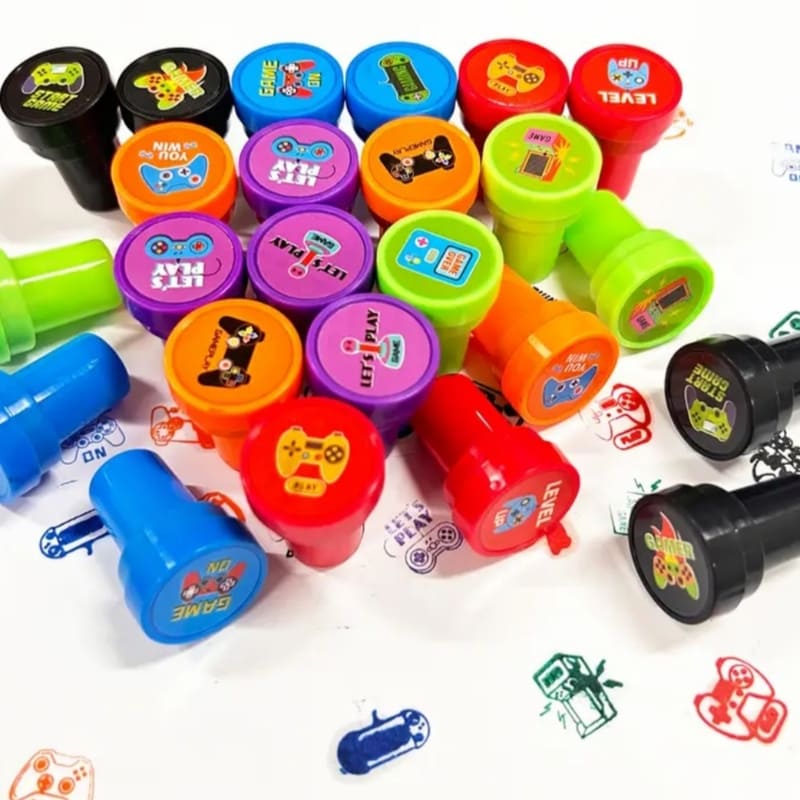 Gamer Party Favors-Ink Stamps(6-Piece Assorted Designs) 1 Gamer Party Favors Ink Stamps Assorted Designs