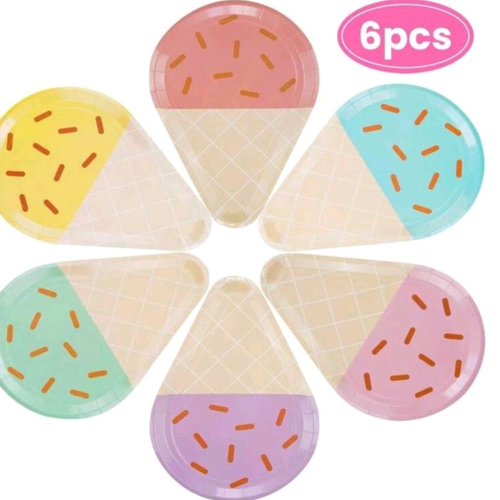 Ice Cream Cone Shaped Paper Plates – 6 Piece 1 Ice Cream Cone Shaped Paper Plates
