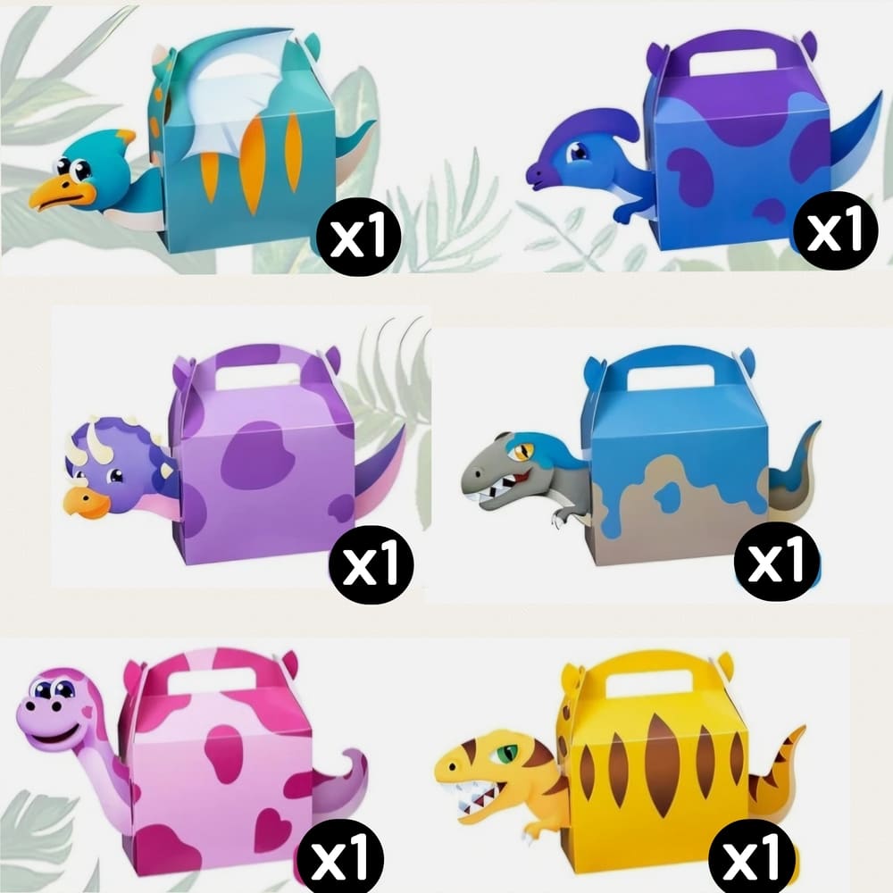 Dinosaur Party Favor Boxes-6 Piece-3D Design 1 Party Favor Boxes Dinosaur 6 Piece