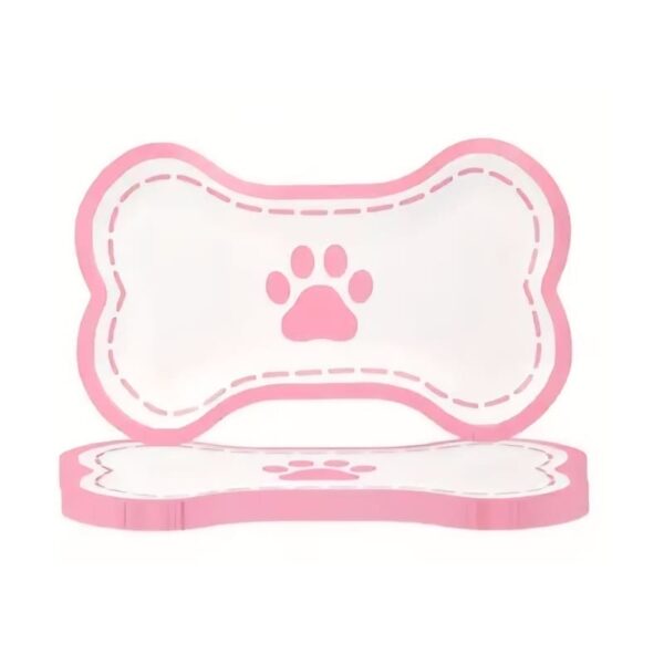 Paw Party Bone Shaped Paper Plate Pink