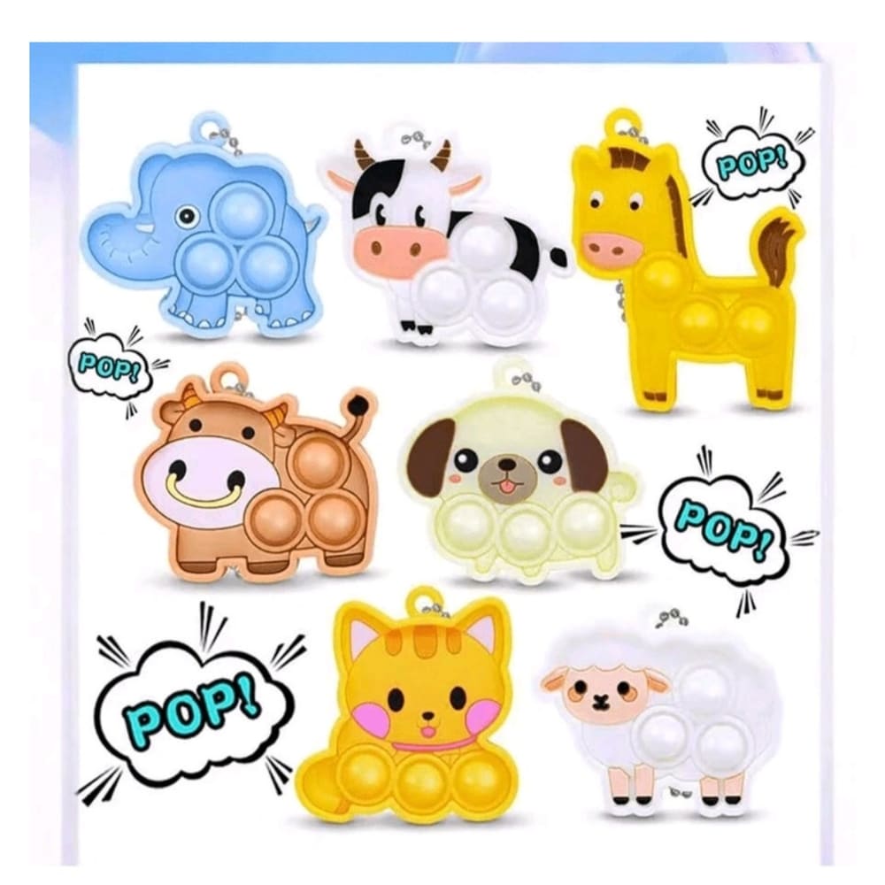 Animal Party Favors Pop Fidget Keyrings-7 Piece 1 Animal Party Favors Pop Fidget Keyrings
