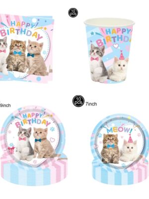 Pretty Party Shop 9 Cat Party Table Ware Set