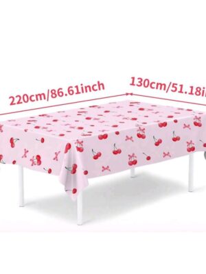 Cherry Pink Bow Disposable Table Cloth