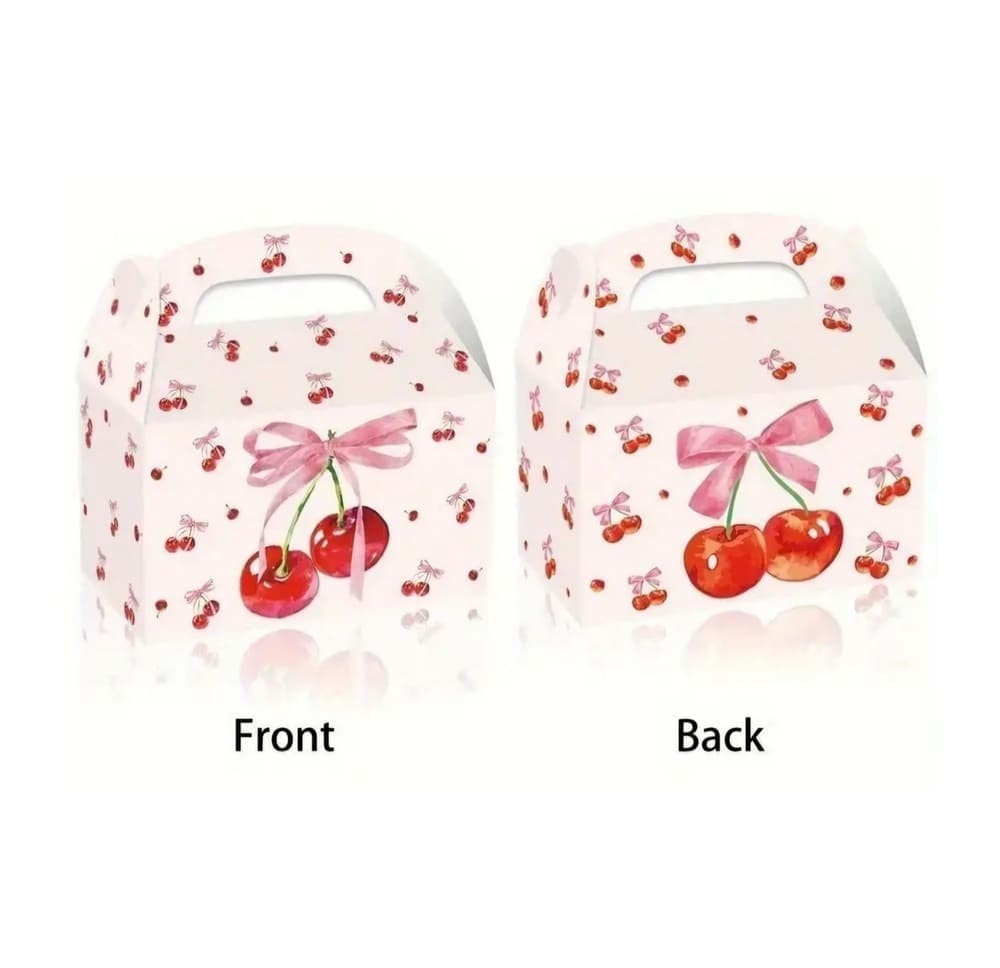 Cherry Pink Bow Party Favor Boxes-12 Piece 1 Cherry Pink Bow Favor Boxes
