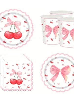 Cherry Pink Bow Tableware Set