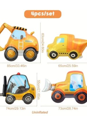 Construction Party Foil Balloon Set Four Piece