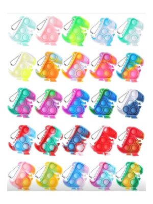 Dinosaur Party Favors Pop Fidget Keyrings Assorted Colours