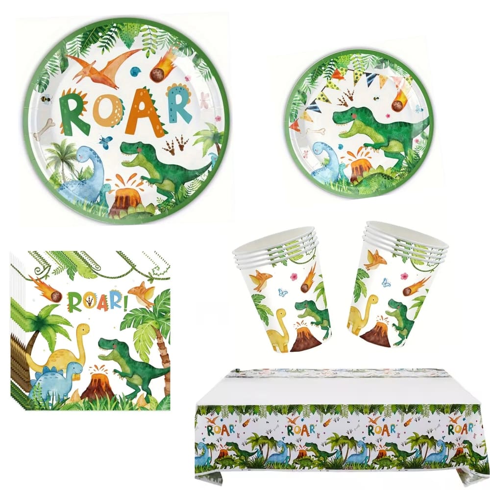 Dinosaur Party Tableware Set – 41 Piece “Roar” Theme 1 Dinosaur Tableware Set