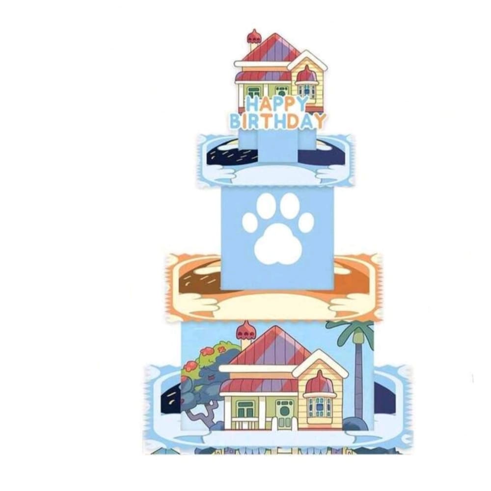 Dog Party Cupcake Stand – 3 Tier -Blue 1 Dog Themed Cup Cake Stand 3 Tier