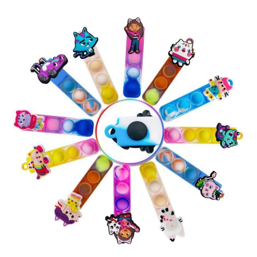 Gabby's Party Favors Pop Fidget Keyrings-12 Piece 1 Gabby Party Favors Pop Fidget Keyrings