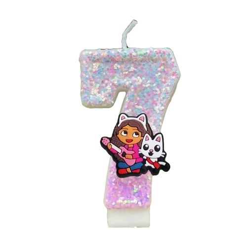 Gabby Themed Number Birthday Candle-Number 7 1 Gabby Themed Birthday Candle Number Seven